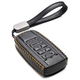 Vitodeco Leather Smar Key Fob Case Compatible with Acura RDX, MDX, ILX 2016 - 2021, Acura TLX 2016 - 2025, Acura Integra 2023 (5-Button, Black)