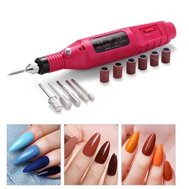Electric Nail File for Thick Toe Nails, Electric Nail Drill Portable Nail Files Professional Adjustable Speed with 6 Drill Bits Sanding Bands, Electric Manicure Pedicure Kit Nail Drill for Gel Nails