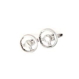 MRCUFF Steering Wheel Car Auto Racing Race Pair Cufflinks in a Presentation Gift Box & Polishing Cloth