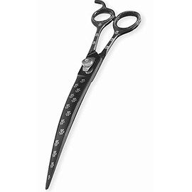Massive Bee Store Pet Grooming Scissor Dog Blade scissor Pet Grooming Scissors Dog Hair Cutting Shears with Bag for Professional Right Hand Pet Groomer (Black Curved, 8.5")