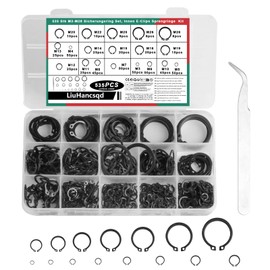 Snap Ring Set, 535 Pieces Circlips Set, Internal Outdoor E-Clips Snap Rings Assortment Set, Clamping Ring Locking Washers Black, C-Clips Retaining Ring Washers for Shafts, 19 Sizes