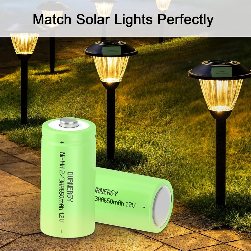 DURNERGY Rechargeable 2/3AA Batteries 6 Pack, NIMH 2/3 AA Rechargeable