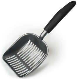 Frxat Metal Cat Litter Scoop - Non Stick Aluminum Alloy Aluminum cat Litter Scooper, Solid and Durable Oversized Metal Litter Scoops, Solid Metal, Fecal screening, Solid Handlel Black