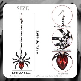Chanseen 4Pcs Spider Costume Accessories for Women, Spider Web Headband, Spider Choker Necklace and Spider Dangle Earrings for Halloween Dress Up Cosplay Party (Black and Red) (Spider Style 2)