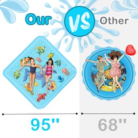 Growsland Splash Pad for Toddlers, Outdoor Sprinkler for Kids, 67" Summer Water Toys Inflatable Wading Baby Pool Fun Gifts for 3 4 5 6 7 8 9 Years Old Boy Girl Backyard Garden Lawn Outdoor Games