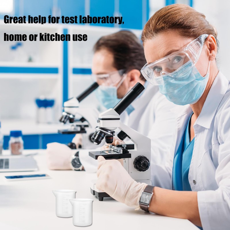 2pcs 100ml Graduated Beaker Clear Plastic Measuring Cup,Multipurpose Transparent Lab