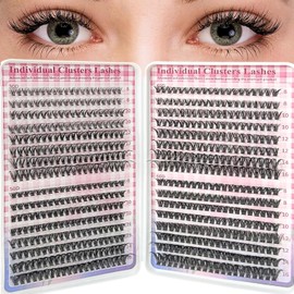 Eyelash Clusters, 640 Pieces, 30D + 40D + 50D + 60D Lash Extension Set, Eyelash Extension 8-16 mm D Curl DIY Cluster Eyelash Extensions, Mega Volume, Reusable, Individual Fake Lashes