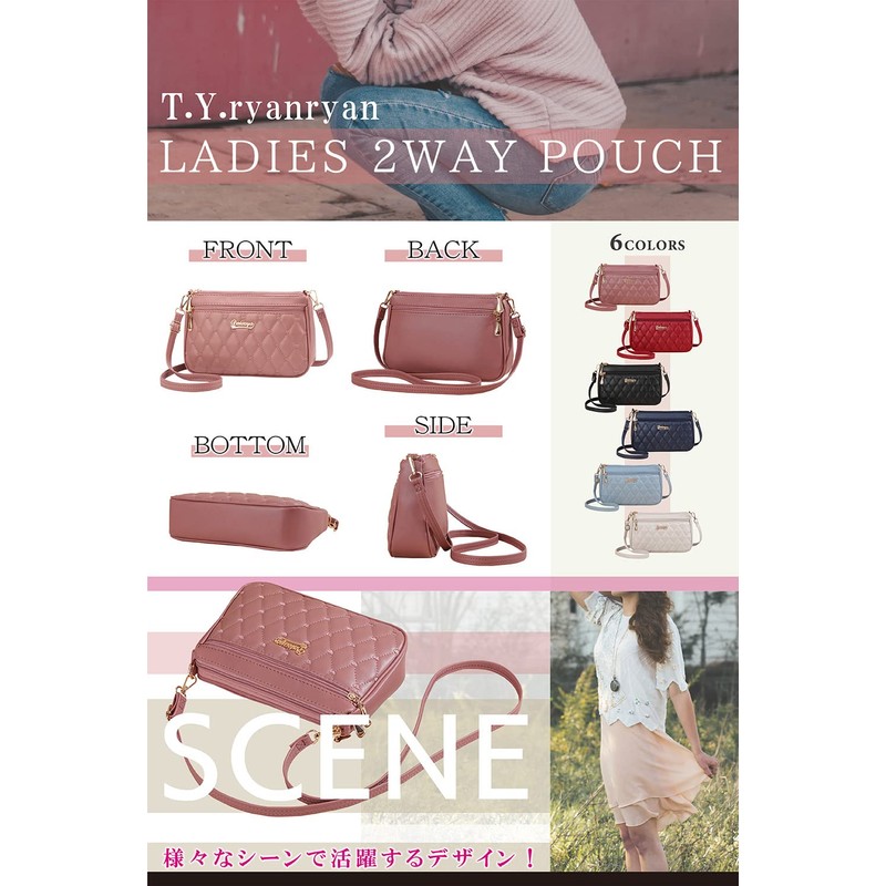 [T.Y.ryanryan] Women's Pouch Shoulder Bag Cross-Body Heart Embroidery PU, white
