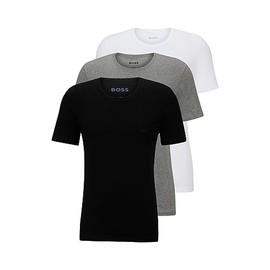 BOSS Mens 3-Pack Crew Neck Cotton Jersey T-Shirts T Shirt, Bright White, Light Pebble Grey, Soil Black, Small US