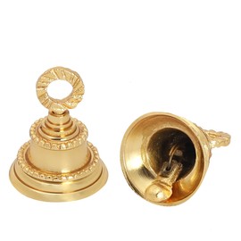Plain and Embossed Gold Indian Brass Bells Jingle Bells Home Door Décor Crafts Bells Christmas Decor Bells Pet Bells Christmas Craft Bells in Various Size and Set. (Embossed, 1)