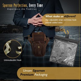 UMAM Men’s Utility Kilt Premium Leather Hanging Kilt Pocket, Sporran Kilt Accessory (Brown Antique)