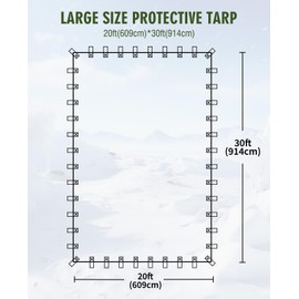 HIRALIY 20 Mil Heavy Duty Waterproof Tarp, 20x30ft Green Tarpaulin with Reinforced Webbing Loops, Multipurpose Oxford Canvas Tarp for Firewood, Roof, Camping, Pool