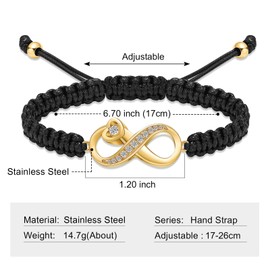 QGJNSGC Infinity Urn Bracelet for Ashes Cremation Jewelry Keepsake Adjustable Braided Rope Bangle Loved Ones Memorial Gift for Women Men (Rainbow)