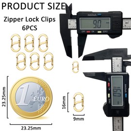 NICEIN Pack of 6 Double-Opening Chain Clasps, S-Lock Bracelet Clasps, Clasps for Bracelets Made of Stainless Steel, Mini Lobster Clasp, Short Bracelet Clasp (Gold-16 mm)