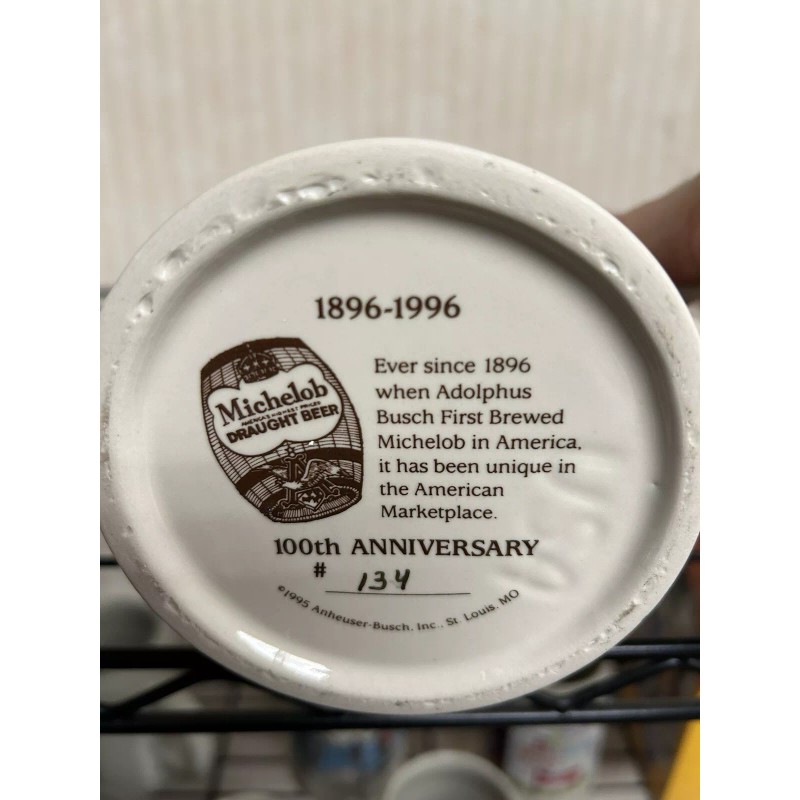 Michelob 100th Anniversary Stein 1995 With Gold Bands