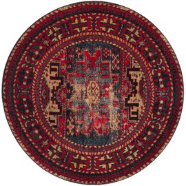 Safavieh Vintage Hamadan Collection VTH213A Antiqued Red and Multi Round Area Rug (6'7" Diameter)