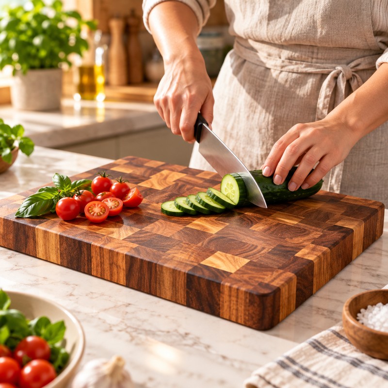 Wood Cutting Board for Food Prep – Double-Sided Thickened Rectangle