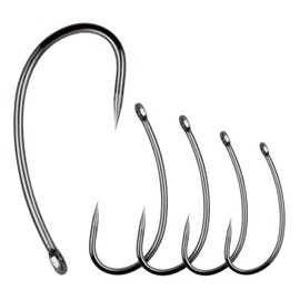 Barbless Fishing Hooks,120pcs Carp Fishing Hooks Freshwater Saltwater Circle Curve Shank Carp Hair Fishing Tackle (Size 2)