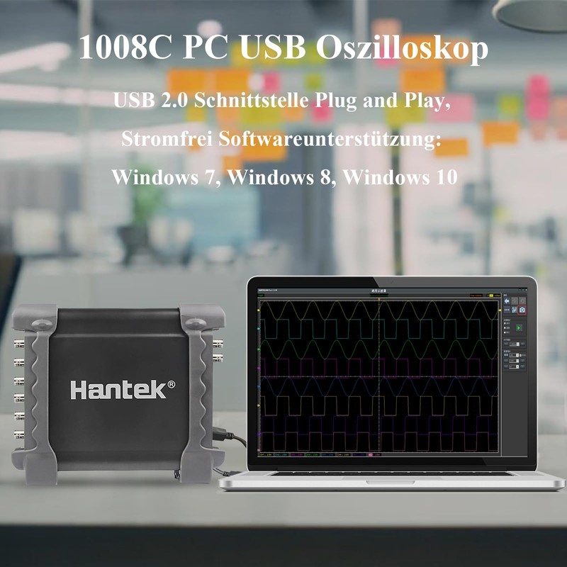 Hantek 1008C PC USB 8CH Automotive Diagnostic Digital Oscilloscope/DAQ/Programmable Generator