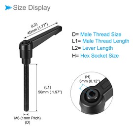 CoCud Clamp Lever Handle M6 x 50mm Male Thread Adjustable Quick Release Lock Swivel Bolt Knob Black for Lathe Machines 1pcs