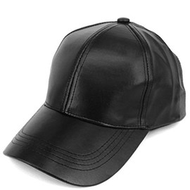 NYFASHION101 Faux Leather Adjustable Snapback Baseball Cap Hat - Black