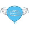 Happy Heavenly Blue Birthday Balloons Heart Shaped with angel wings