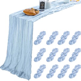 YARGEZON 12 Pcs 10 Ft Blue Cheesecloth Table Runner Gauze Cheese Cloth for Light Baby Blue Bridal Baby Shower Wedding Décor ( 35 x 120 Inch )