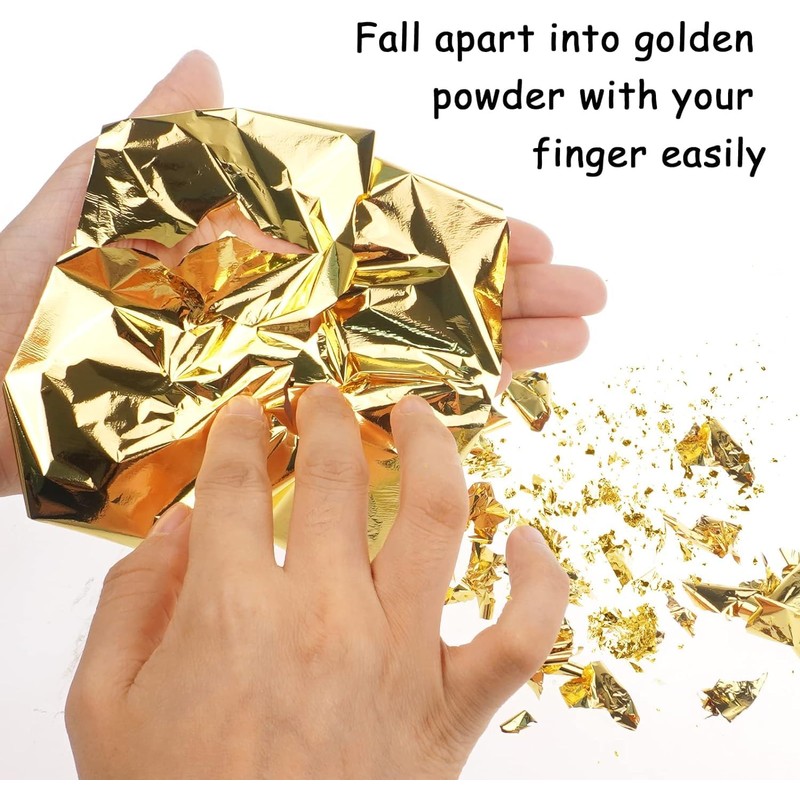 MKUCCD 200 Sheets Imitation Gold Leaf, Gold Foil Sheets for