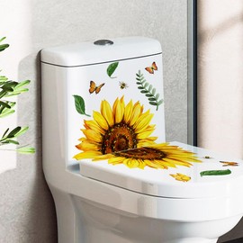 Mestiker Toilet Seal, Wall Sticker, House Plant, Flower, Sunflower, Gerbera, Plant, Butterfly, Toilet Sticker, Stylish, Bathroom Seal, Cute, Diy Wall Sticker, Cute, Removable, Stylish, Scandinavian