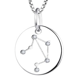 YL Women's Libra Constellation Necklace Sterling Silver Zodiac Jewelry Astrology Coin Horoscope Pendant