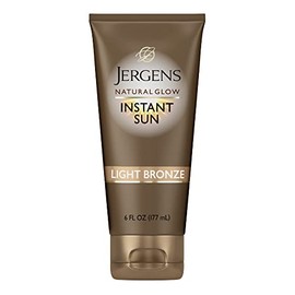 Jergens Natural Glow Instant Sun Sunless Bronceador hidratante  bronceador, autobronceador, bronce claro, para bronceado de aspecto natural, 6 onzas  