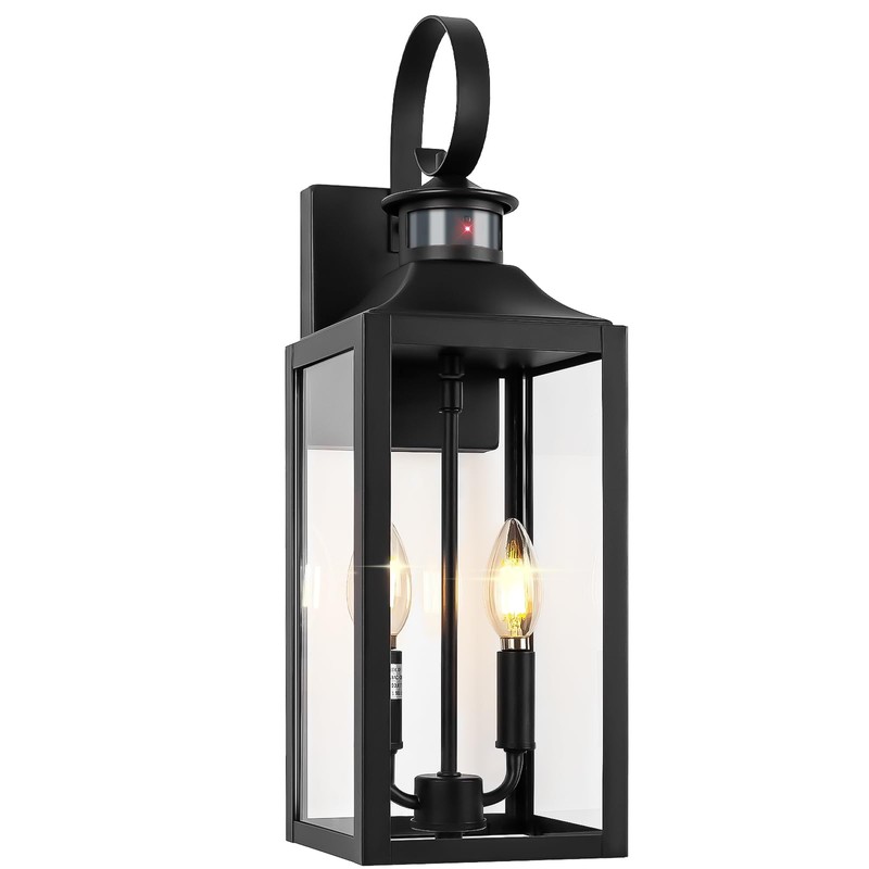 20" Black Motion Sensor Outdoor Light, Large Dusk to Dawn
