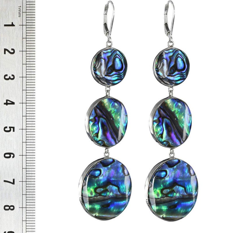 I-be, Paua Shell Abalone Earrings 3 Circles 925 Silver 398201x3