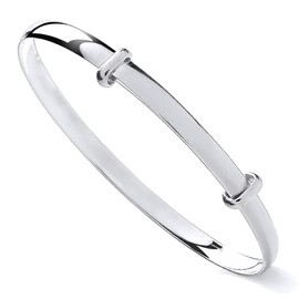 Old English Jewellers Sterling Silver Expanding Baby Bangle - Plain D Shaped