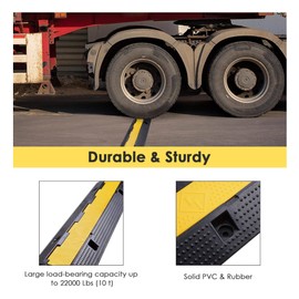Yescom 1 Channel Cable Protector Ramp Wire Cover Outdoor Cord Guard PVC Traffic Speed Bump 22000 Lbs 2 Packs