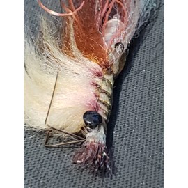 FRONTIER FLY COMPANY SALTWATER FLY FISHING FLIES SHRIMP RATTLES # 1/0 CUSTOM TIED TAN/ BROWN