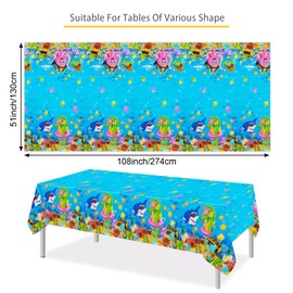PHOGARY 3PCS Under The Sea Birthday Party Tablecloths for Ocean Theme Party Decorations | Marine Creatures Sea Life - Sharks, Octopus Underwater for Kids Party, Baby Shower | 54 x 108 Inch