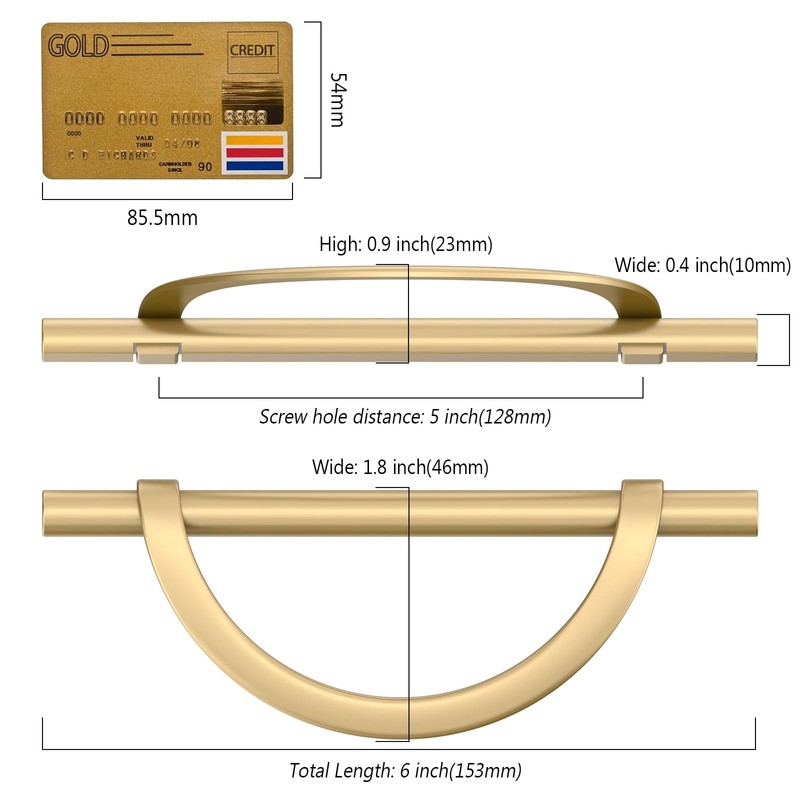 Amerdeco 6 Pack Champagne Bronze Cabinet Pulls 5 Inch(128MM) Hole