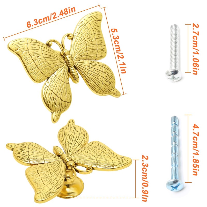 Yoicn Lth 2 Pcs Creative Cabinet Knobs, Butterfly Shape Cabinet