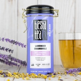 Tiesta Tea - Lavender Chamomile, Loose Leaf, Soft Chamomile Herbal Tea, Premium Non-Caffeinated Blend, Make Hot or Iced & Brews Up to 250 Cups, 8oz Bulk Pouch & 2oz Refillable Tin Combo