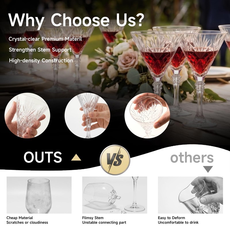 Plastic Martini Glasses 4.7oz, Mini Martini Glasses Disposable for Wedding