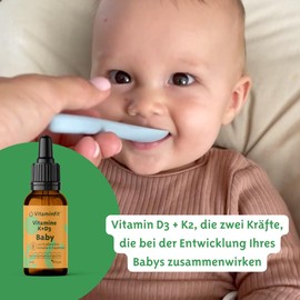 VitaminFit VitaminFit Babies Vitamin K + D3 Tropfen – Für Babys ab 0 Jahren – Vegan – D3 aus Algen – Ohne Zusatzstoffe – Vorrat für 3 Monate (20 ml)