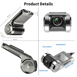 Hikity Car Dash Cam, USB Dash Cam Car for Android Car Radio, Waterproof Mini Car DVR Video Recorder Dash Camera 170° Wide Angle Night Vision Dash Cam