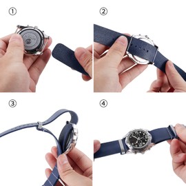 BINLUN Crazy Horse Oil Leather Watch Strap, 18 mm / 19 mm / 20 mm / 21 mm / 22 mm / 24 mm, Replacement Single Piece, Unisex, 12 Colors, Silver/Black Buckle, Leather, No Gemstone