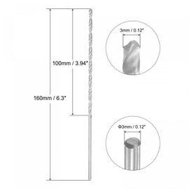 TOP-VIGOR 6Pcs 3mm Dia Extra Long Twist Drill Bits, 160mm Length High Speed Steel Extended Spiral Drill Bit, Straight Shank Twist Drill Bit Tool for Wood Metal Aluminum Plastic