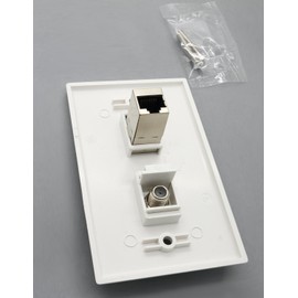RiteAV 1 Gang Wall Plate (White) 2 Port - Cat6 (Shielded) Coax (White)