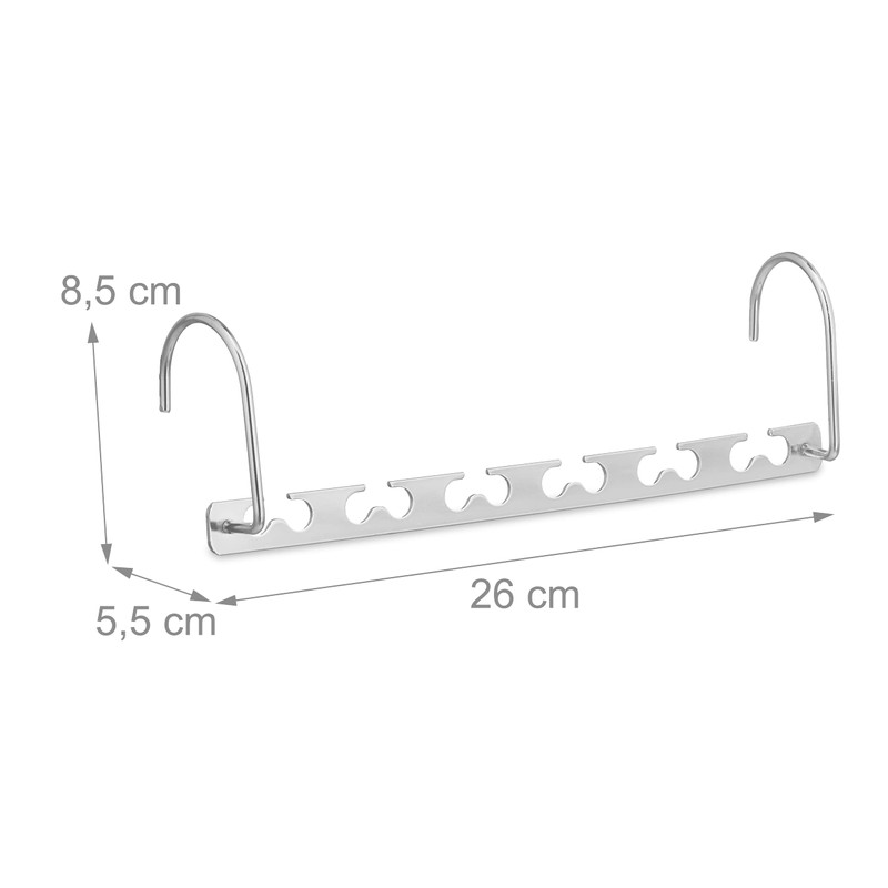Relaxdays Space-saving hangers, set of 6, for 12 hangers, horizontal