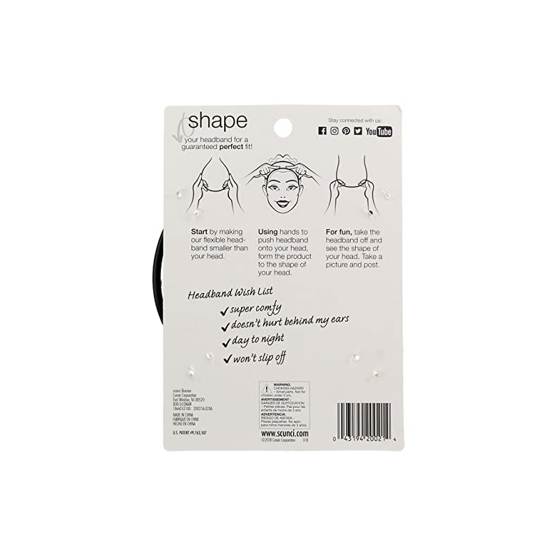 Scunci No Slip Grip Bendable Headband - 3 per case.