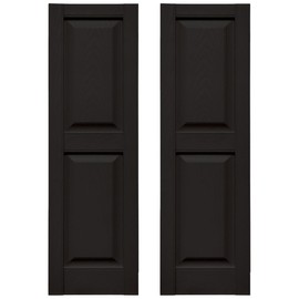 Builders Edge 12 in. W x 43 in. H Builders Edge, Standard Two Equal Panels, Raised Panel Shutters, Includes Matching Installation Spikes (Per Pair), 002 - Black