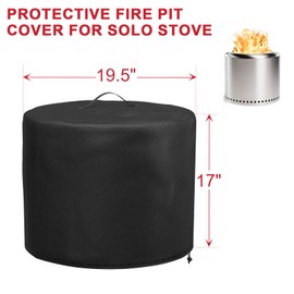 Fire Pit Cover for Solo Stove Bonfire 2.0, 19.5 Inch Fire Pit Round Cover for Solo Stove Bonfire, Waterproof 600D Heavy Duty Cover Accessories